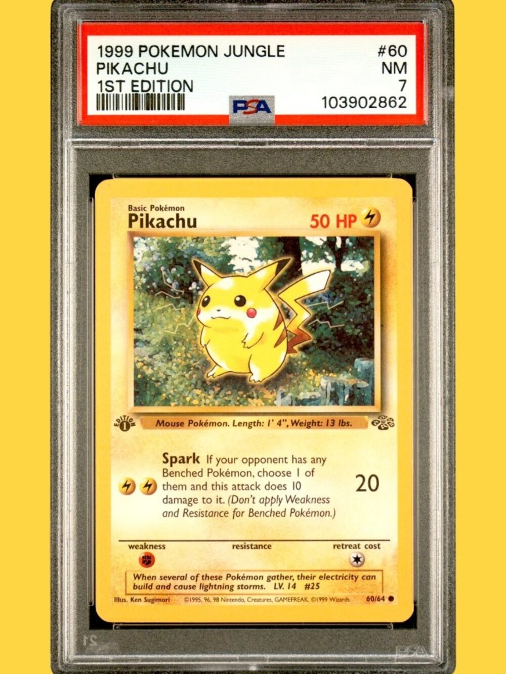 1999 PIKACHU #60 /64 1st Edition PSA 7 Pokemon Card Game
